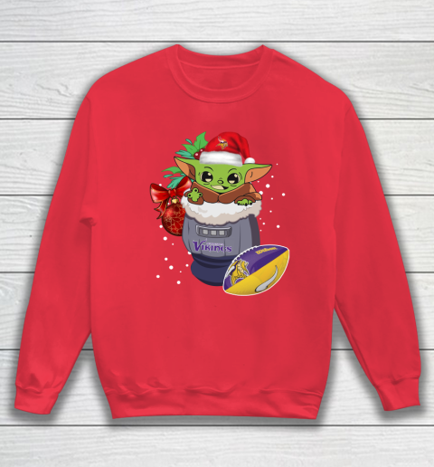 Minnesota Vikings Christmas Baby Yoda Star Wars Funny Happy NFL Sweatshirt 8