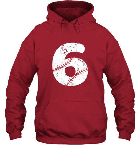 vvox number 6 baseball vintage distressed team hoodie 23 front red