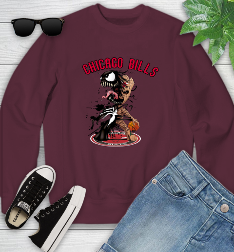 NBA Chicago Bulls Basketball Venom Groot Guardians Of The Galaxy Youth Sweatshirt 5