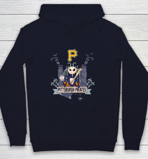 MLB Pittsburgh Pirates Baseball Jack Skellington Halloween Youth Hoodie 2