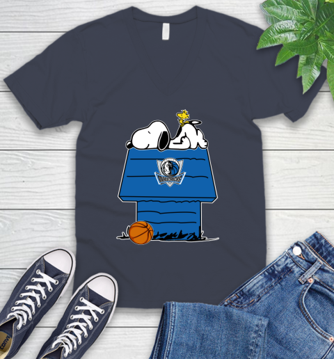 Dallas Mavericks NBA Basketball Snoopy Woodstock The Peanuts Movie V-Neck T-Shirt 9