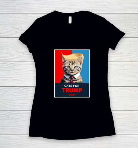 Cats For Trump 2024 Election Women's V-Neck T-Shirt