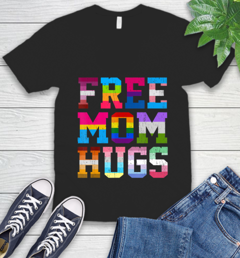 Nurse Shirt Distressed Free Mom hugs shirt love rainbow LGBT PRIDE 2020 T Shirt V-Neck T-Shirt
