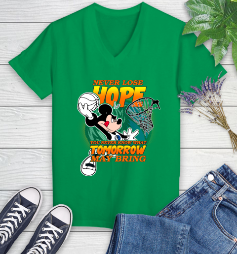 Dallas Mavericks NBA Basketball Mickey Disney Never Lose Hope Women's V-Neck T-Shirt 5