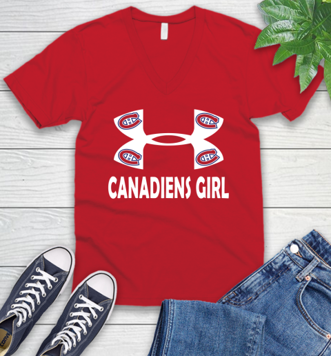 NHL Montreal Canadiens Girl Under Armour Hockey Sports V-Neck T-Shirt 6