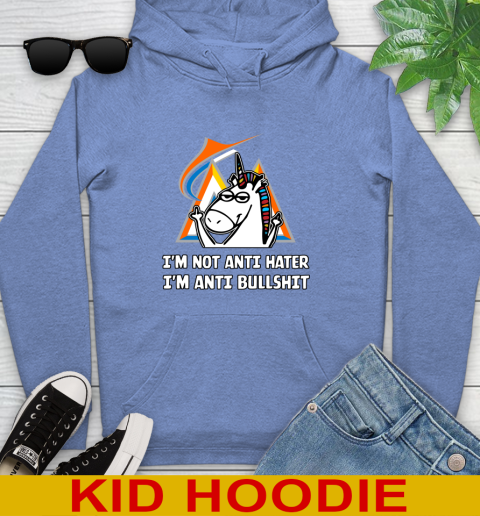 Miami Marlins MLB Baseball Unicorn I'm Not Anti Hater I'm Anti Bullshit Youth Hoodie 12