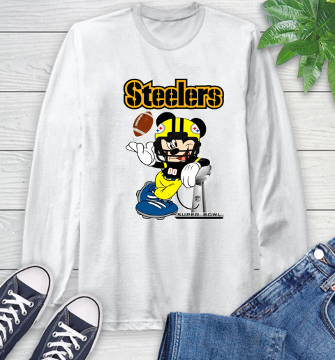 NFL Pittsburgh Steelers Mickey Mouse Disney Super Bowl Football T Shirt Long Sleeve T-Shirt