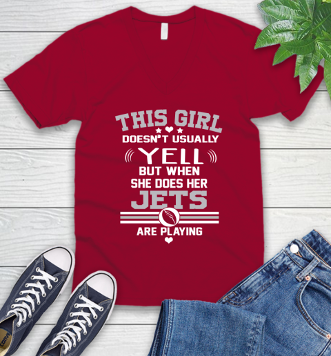New York Jets NFL Football I Yell When My Team Is Playing V-Neck T-Shirt 7