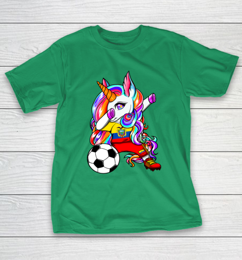 Dabbing Unicorn Ecuador Soccer Fans Jersey Flag Football T-Shirt 7