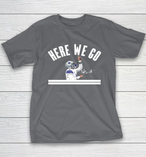 Dak Prescott Cowboys Here We Go Youth T-Shirt 5