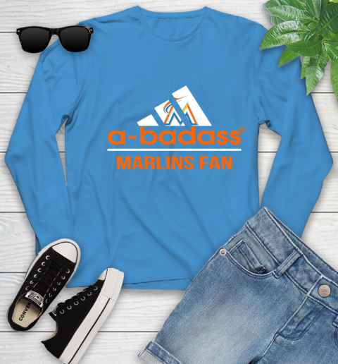 MLB A Badass Miami Marlins Fan Adidas Baseball Sports Youth Long Sleeve 8