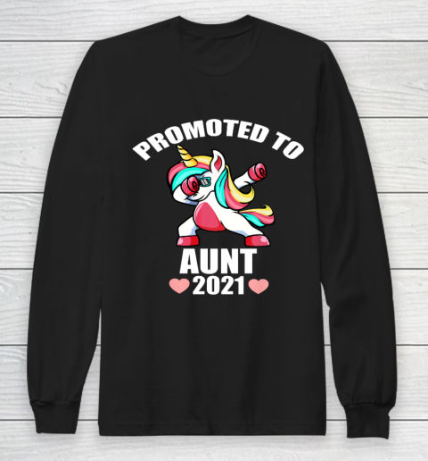 Promoted To Aunt 2021 Unicorn Girl Long Sleeve T-Shirt