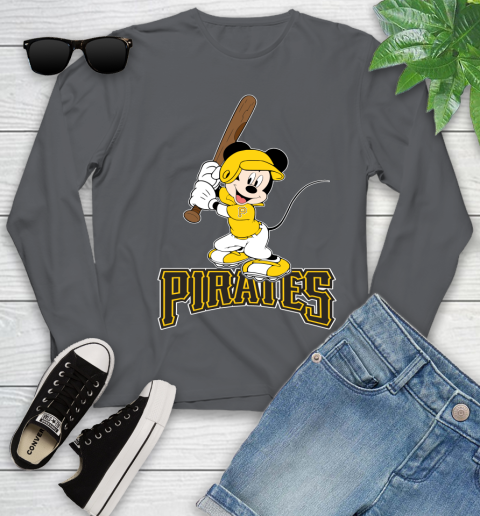 MLB Baseball Pittsburgh Pirates Cheerful Mickey Mouse Shirt Youth Long Sleeve 8