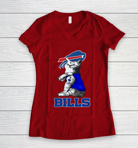 NFL Football My Cat Loves Buffalo Bills Women's V-Neck T-Shirt 8