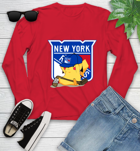 NHL Pikachu Hockey Sports New York Rangers Youth Long Sleeve 11