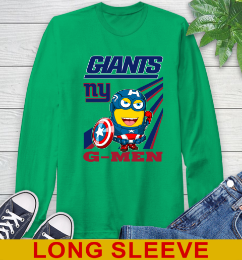 NFL Football New York Giants Captain America Marvel Avengers Minion Shirt Long Sleeve T-Shirt 8