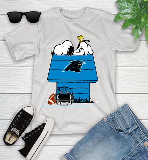 Carolina Panthers NFL Football Snoopy Woodstock The Peanuts Movie Youth T-Shirt