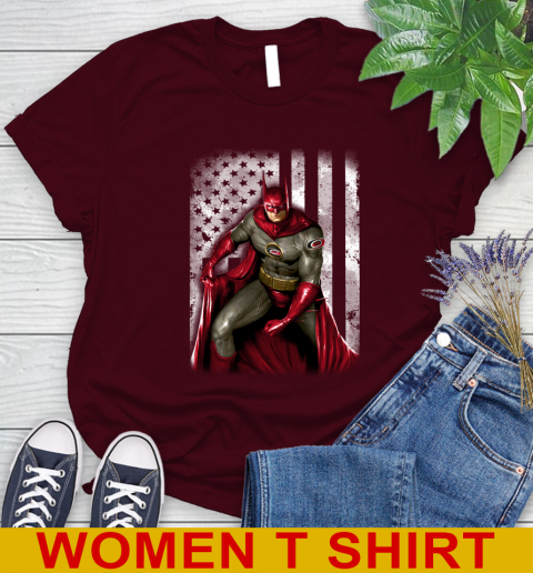 Carolina Hurricanes NHL Hockey Batman DC American Flag Shirt Women's T-Shirt 6