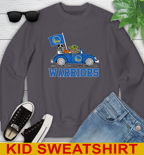 NBA Basketball Golden State Warriors Darth Vader Baby Yoda Driving Star Wars Shirt Youth Sweatshirt 6
