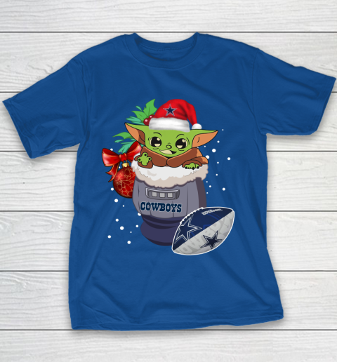 Dallas Cowboys Christmas Baby Yoda Star Wars Funny Happy NFL Youth T-Shirt 8
