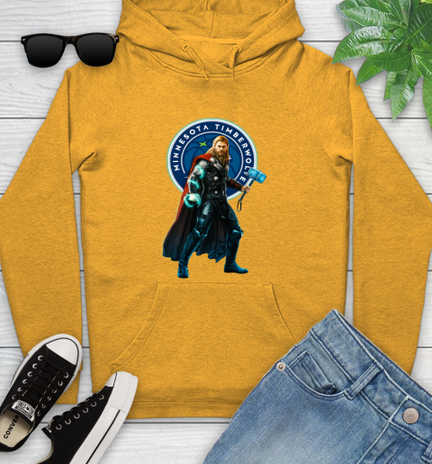 NBA Thor Avengers Endgame Basketball Minnesota Timberwolves Youth Hoodie 3