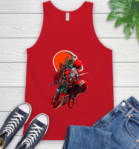 NFL Deadpool Marvel Comics Sports Football Cleveland Browns Tank Top 6