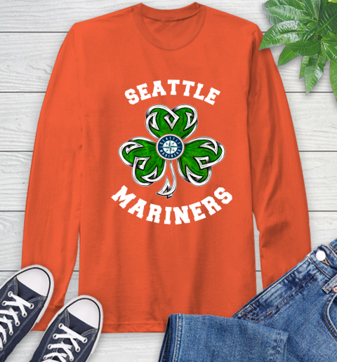 MLB Seattle Mariners Three Leaf Clover St Patrick's Day Baseball Sports Long Sleeve T-Shirt 4