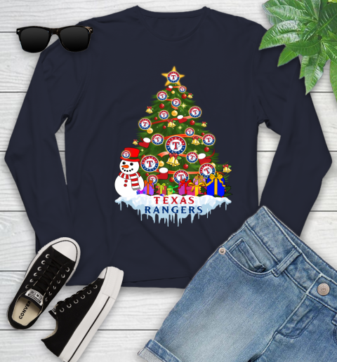 Texas Rangers Merry Christmas MLB Baseball Sports Youth Long Sleeve 3