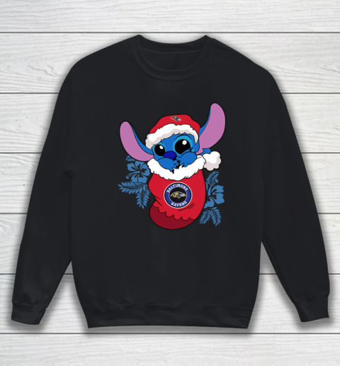 Baltimore Ravens Christmas Stitch In The Sock Funny Disney NFL Sweatshirt