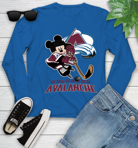 NHL Colorado Avalanche Mickey Mouse Disney Hockey T Shirt Youth Long Sleeve 21