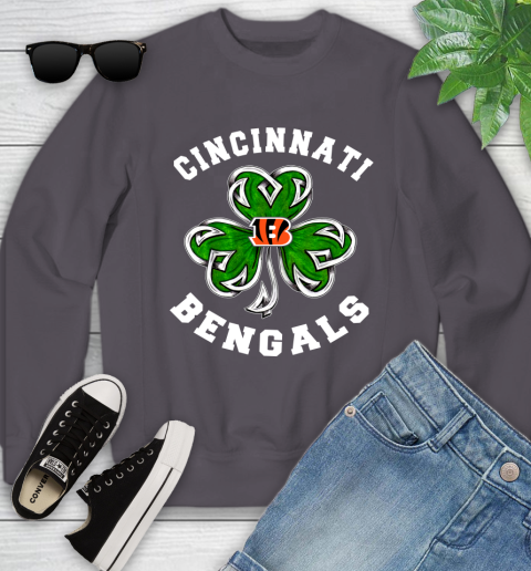 NFL Cincinnati Bengals Three Leaf Clover St Patrick's Day Football Sports Youth Sweatshirt 5