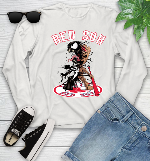MLB Boston Red Sox Baseball Venom Groot Guardians Of The Galaxy Youth Long Sleeve 12