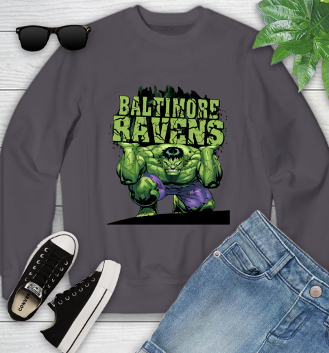 Baltimore Ravens NFL Football Incredible Hulk Marvel Avengers Sports Youth Sweatshirt 6