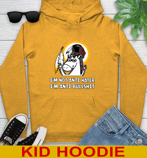 Washington Redskins NFL Football Unicorn I'm Not Anti Hater I'm Anti Bullshit Youth Hoodie 3