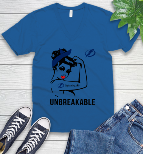 NHL Tampa Bay Lightning Girl Unbreakable Hockey Sports V-Neck T-Shirt 3