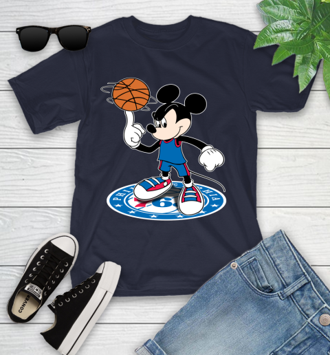 NBA Basketball Philadelphia 76ers Cheerful Mickey Disney Shirt Youth T-Shirt 3