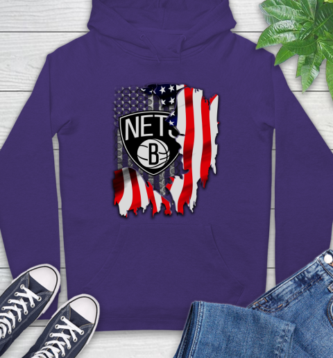 Brooklyn Nets NBA Basketball American Flag Hoodie 5