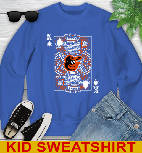 Baltimore Orioles MLB Baseball The King Of Spades Death Cards Shirt Youth Sweatshirt - Image 7