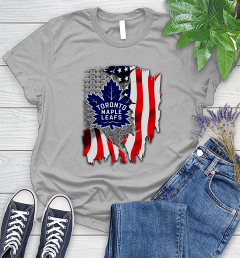 Toronto Maple Leafs NHL Hockey American Flag Women's T-Shirt 5