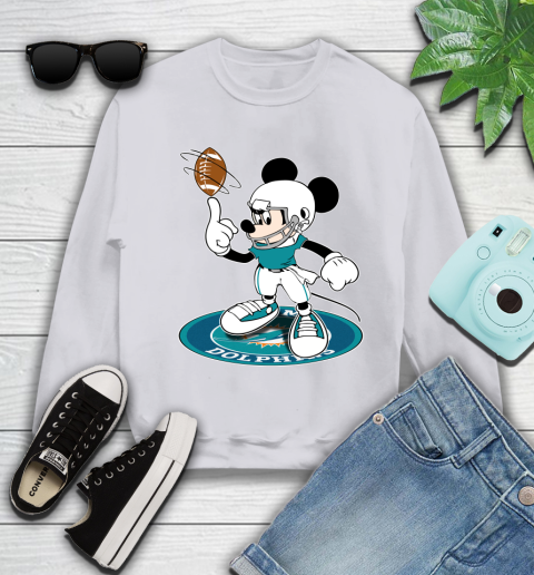 NFL Football Miami Dolphins Cheerful Mickey Disney Shirt Youth Sweatshirt 4