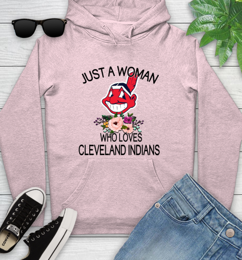 MLB Just A Woman Who Loves Cleveland Indians Baseball Sports Youth Hoodie 6