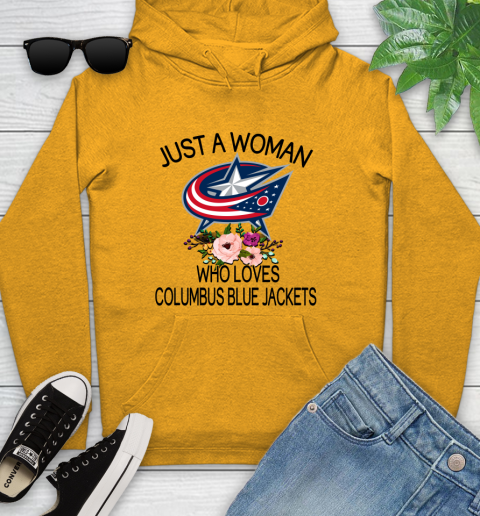 NHL Just A Woman Who Loves Columbus Blue Jackets Hockey Sports Youth Hoodie 2
