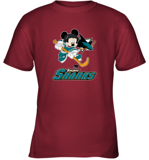NHL Hockey Mickey Mouse Team San Jose Sharks Youth T-Shirt 