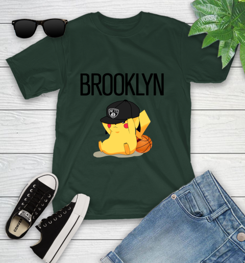 NBA Pikachu Basketball Sports Brooklyn Nets Youth T-Shirt 5
