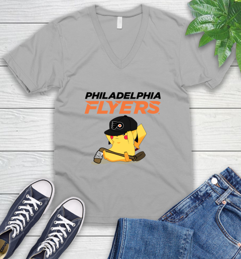 NHL Pikachu Hockey Sports Philadelphia Flyers V-Neck T-Shirt 5 NHL Pikachu Hockey Sports Philadelphia Flyers V-Neck T-Shirt - Image 5