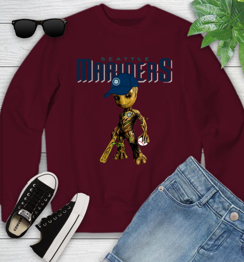 MLB Seattle Mariners Groot Guardians Of The Galaxy Baseball Youth Sweatshirt 5