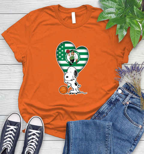Boston Celtics NBA Basketball The Peanuts Movie Adorable Snoopy Women's T-Shirt 4
