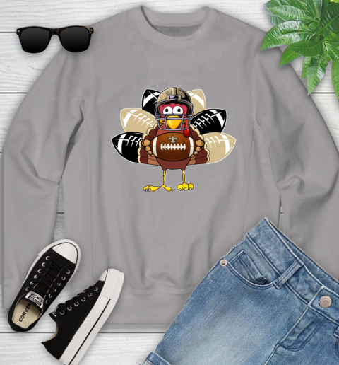 New Orleans Saints Turkey Thanksgiving Day Youth Sweatshirt 4