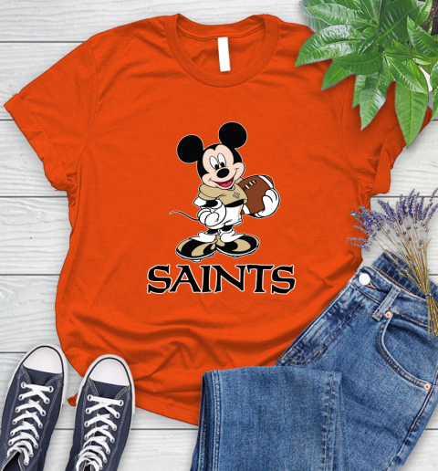 NFL Football New Orleans Saints Cheerful Mickey Mouse Shirt Women's T-Shirt 4