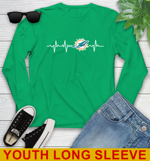 Miami Dolphins NFL Football Heart Beat Shirt Youth Long Sleeve 7